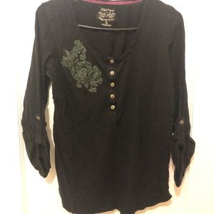 Black with Green Flower mid length shirt